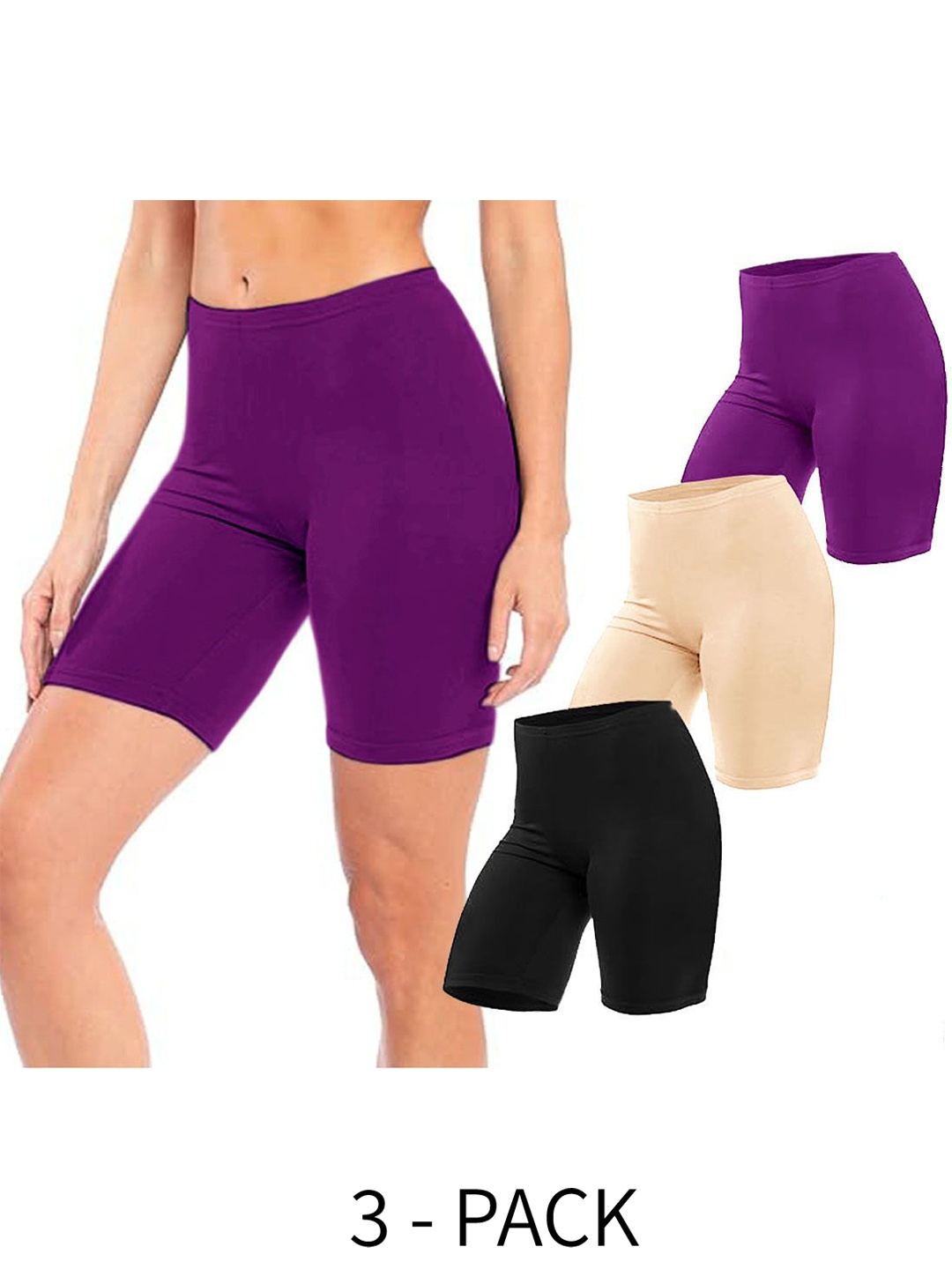 

Diving Deep Women Pack of 3 Cotton Boy Shorts Briefs, Purple