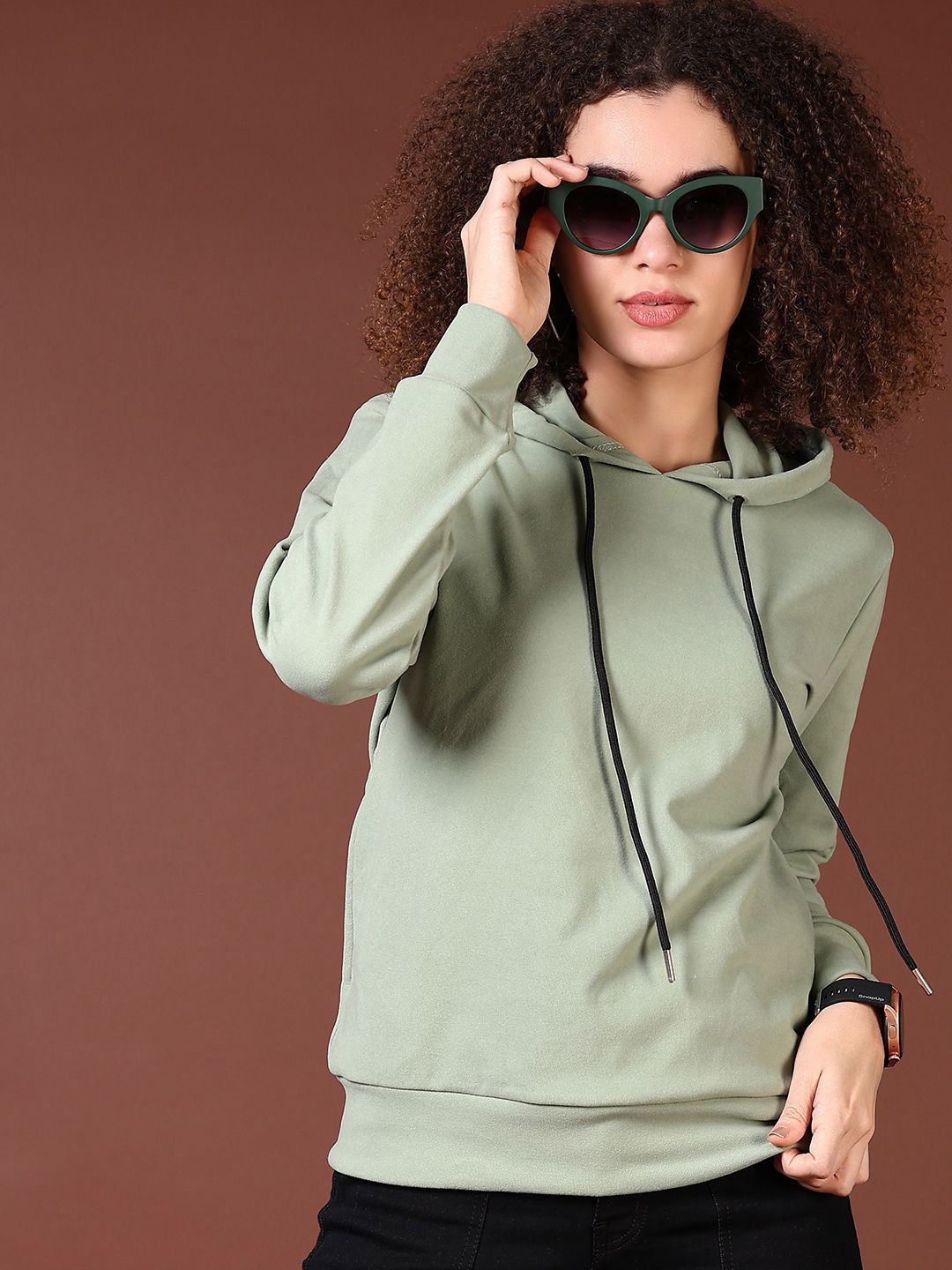 

V-Mart Women Hooded Sweatshirt, Green