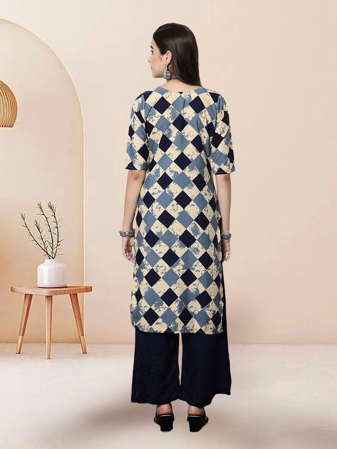 

7Threads Selection Of 4 Geometric Printed Straight Kurtas, Beige