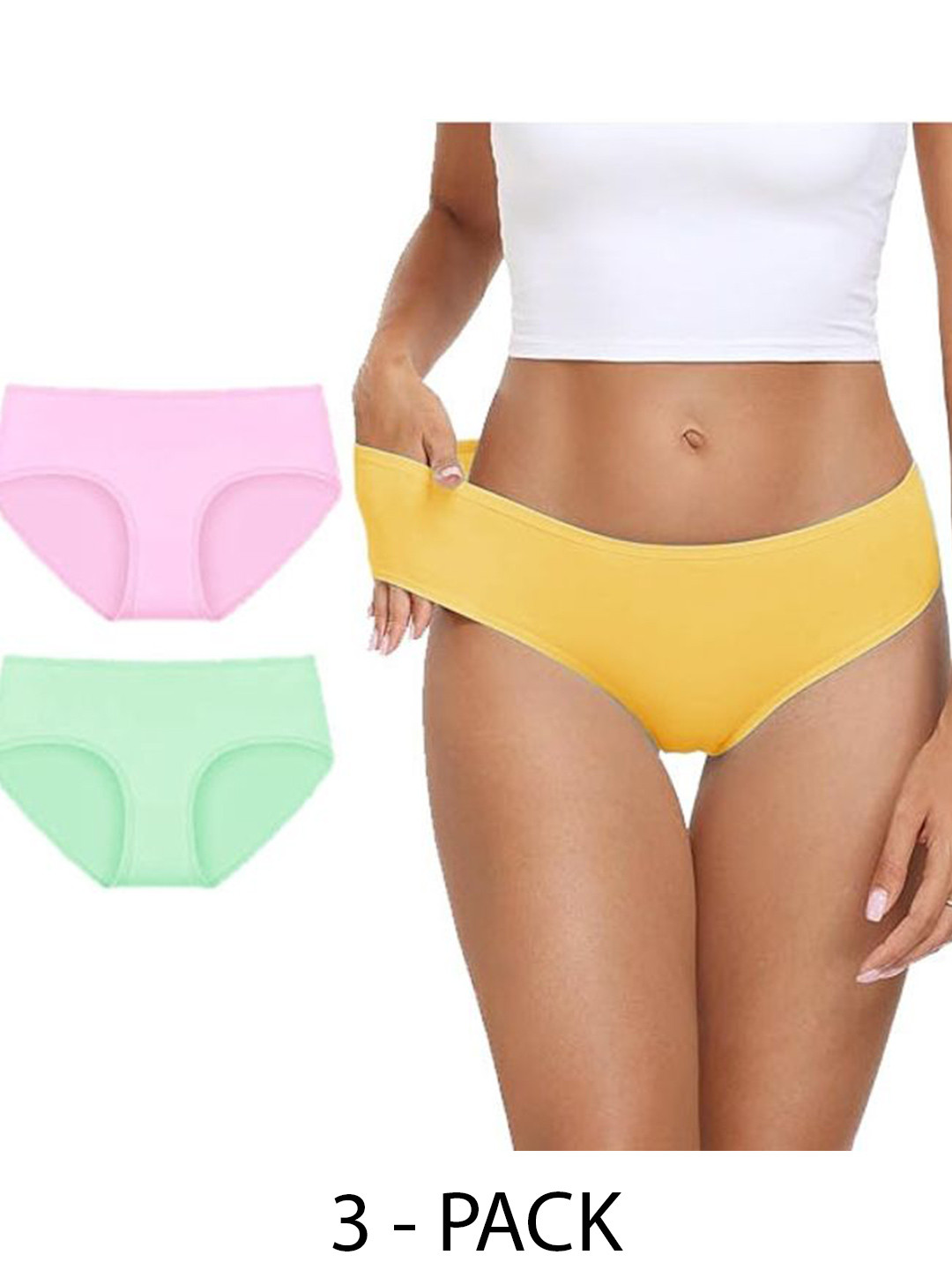 

Diving Deep Women Pack of 3 Cotton Low-Rise Hipster Briefs, Yellow