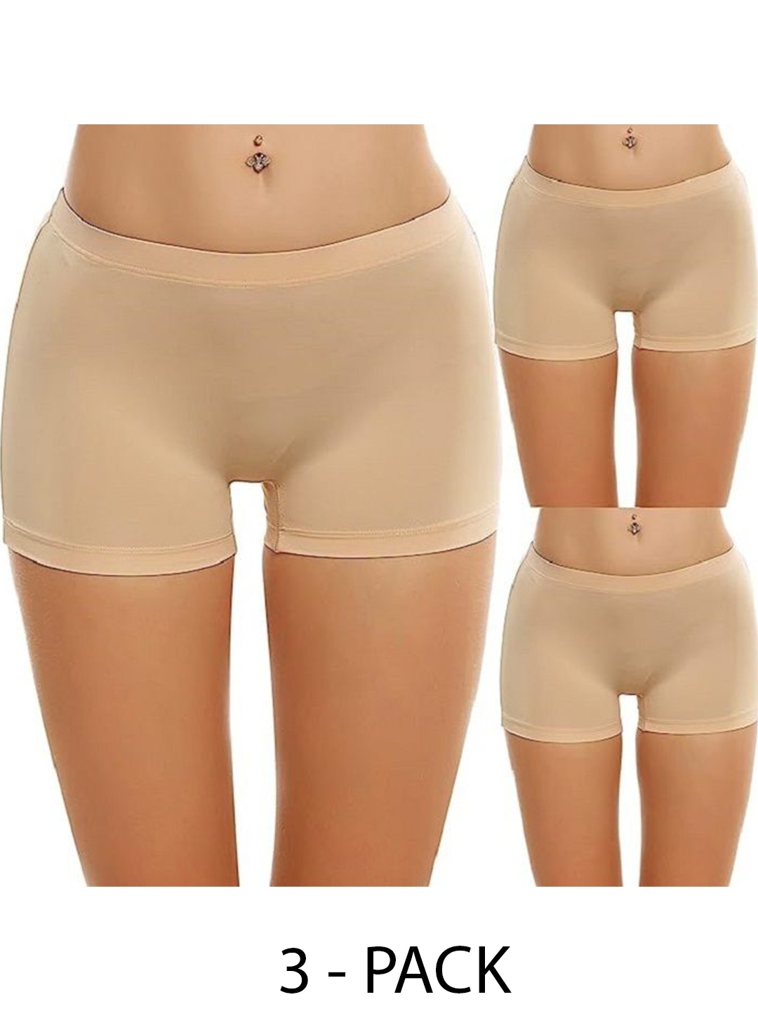 

Diving Deep Women Pack of 3 Boy Shorts Briefs, Beige