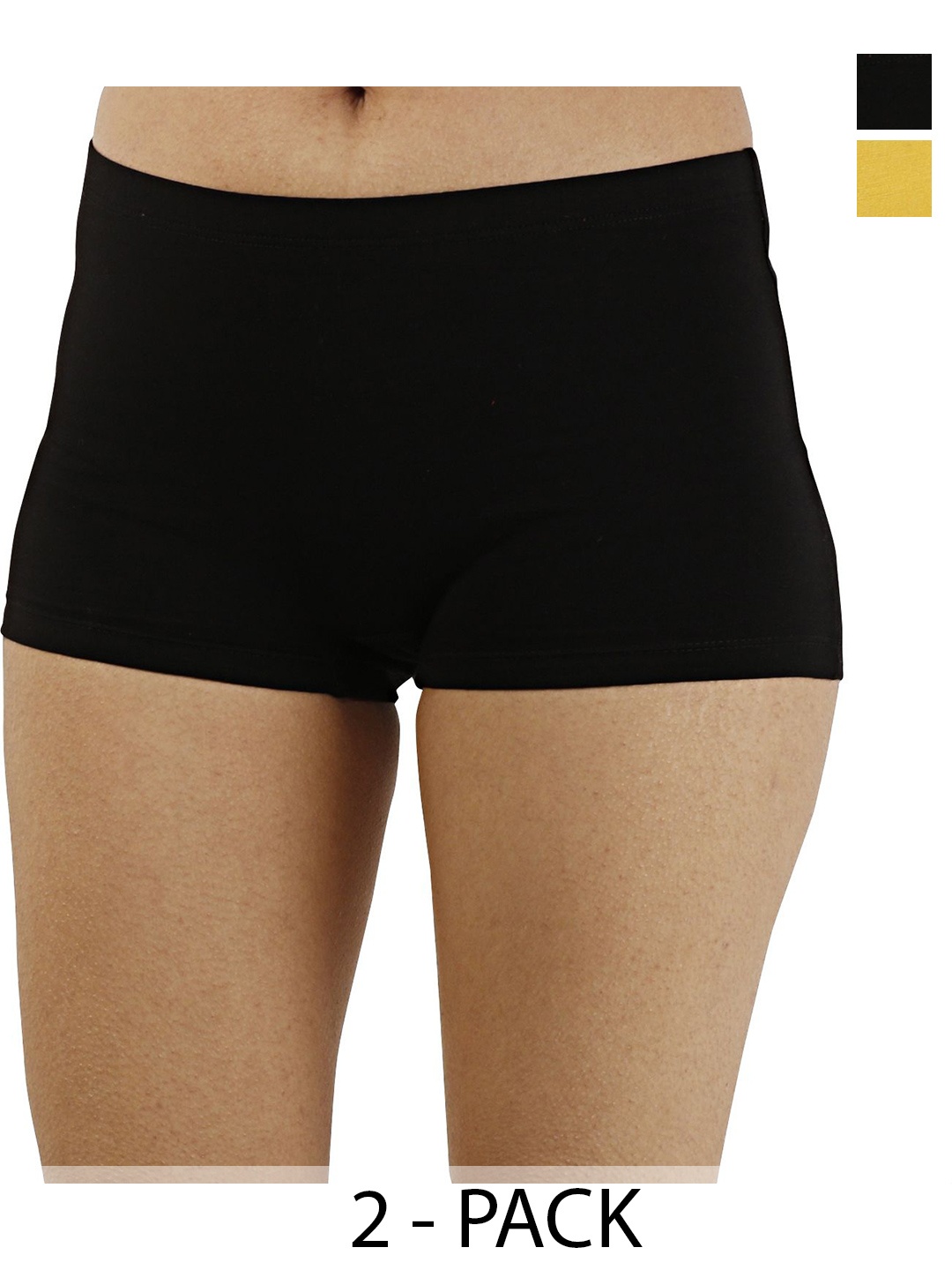 

Diving Deep Women Pack of 2 Mid - Rise Boy Shorts Briefs 3Yellow&BlackFullPanty_3__3XL, Yellow