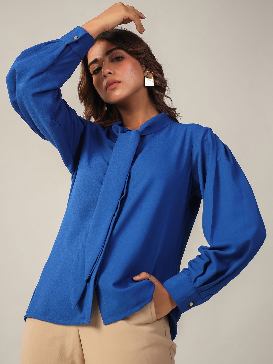 

June 9 Clothing Women Solid Classic Boxy Fit Casual Shirt, Blue
