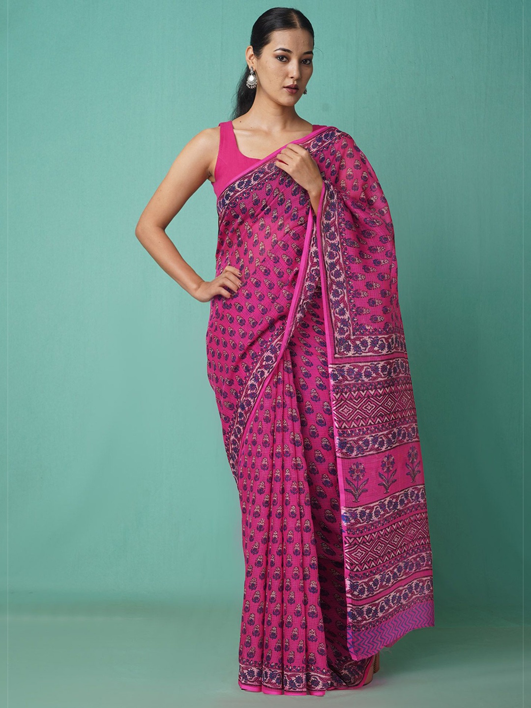 

Unnati Silks Floral Net Handloom Kota Saree, Pink