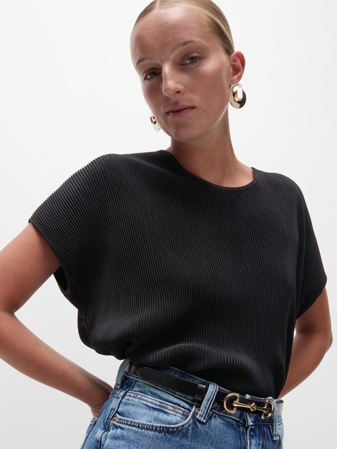 

Marks & Spencer Extended Sleeves Top, Black