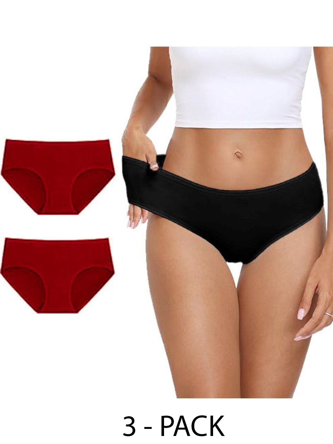 

Diving Deep Women Pack of 3 Cotton Hipster Briefs, Black