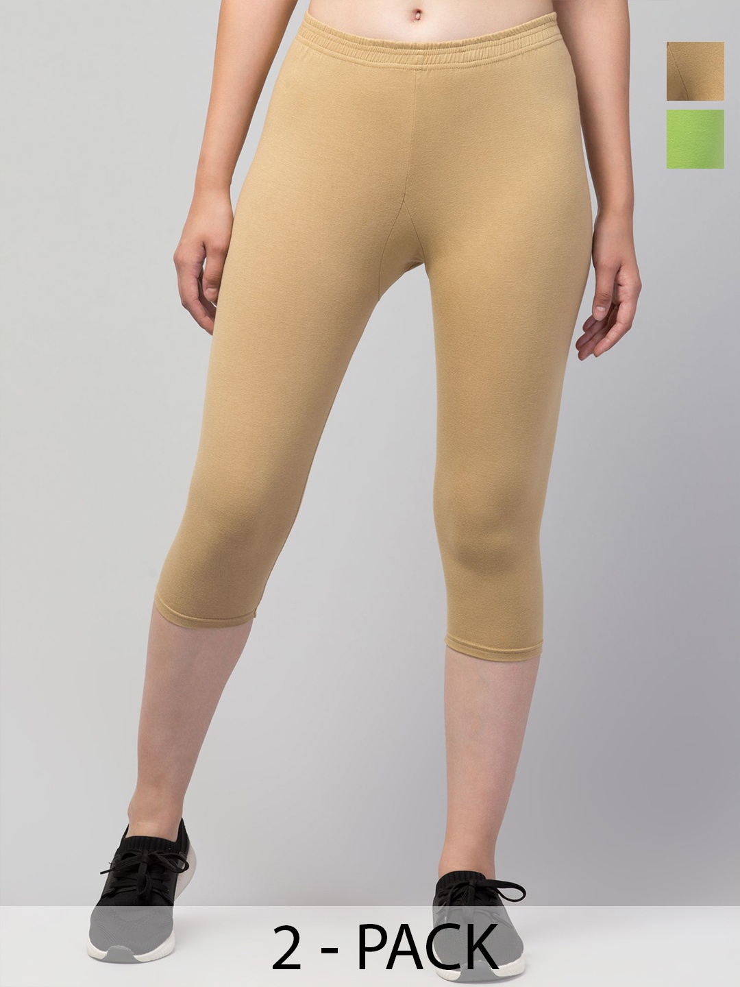 

ULLAS Women Skinny Fit Capris, Beige