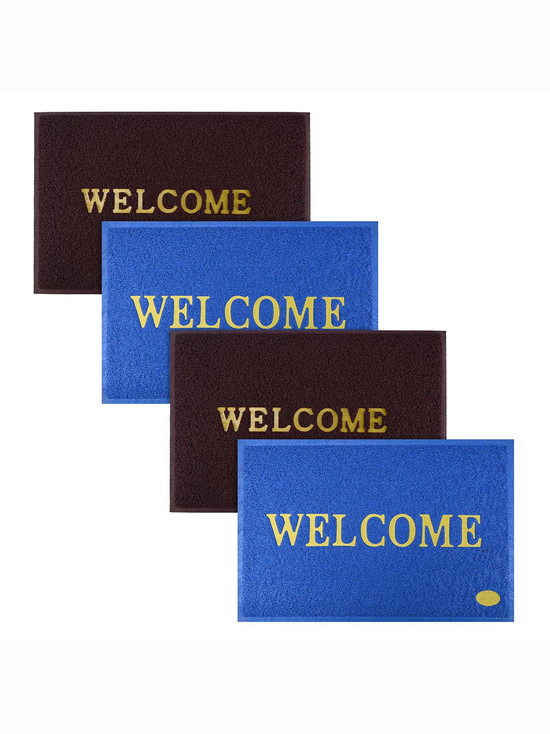 

Kuber Industries Maroon & Blue 4 Pieces Textured Rubber Large Doormats
