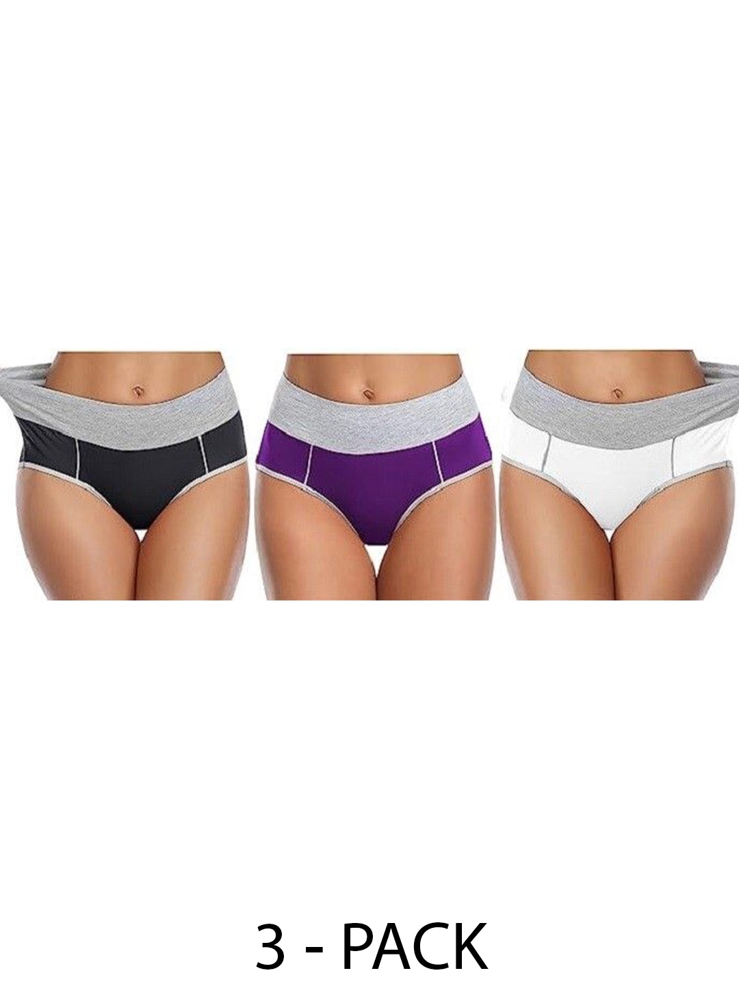 

Diving Deep Women Pack of 3 Colourblocked Cotton Hipster Briefs, White