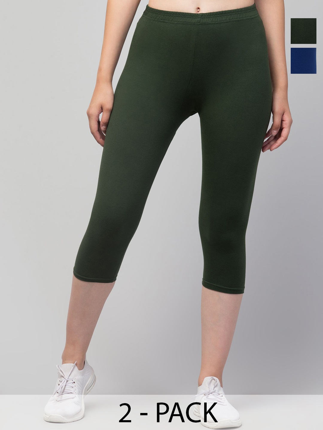 

ULLAS Women Skinny Fit Capris, Olive