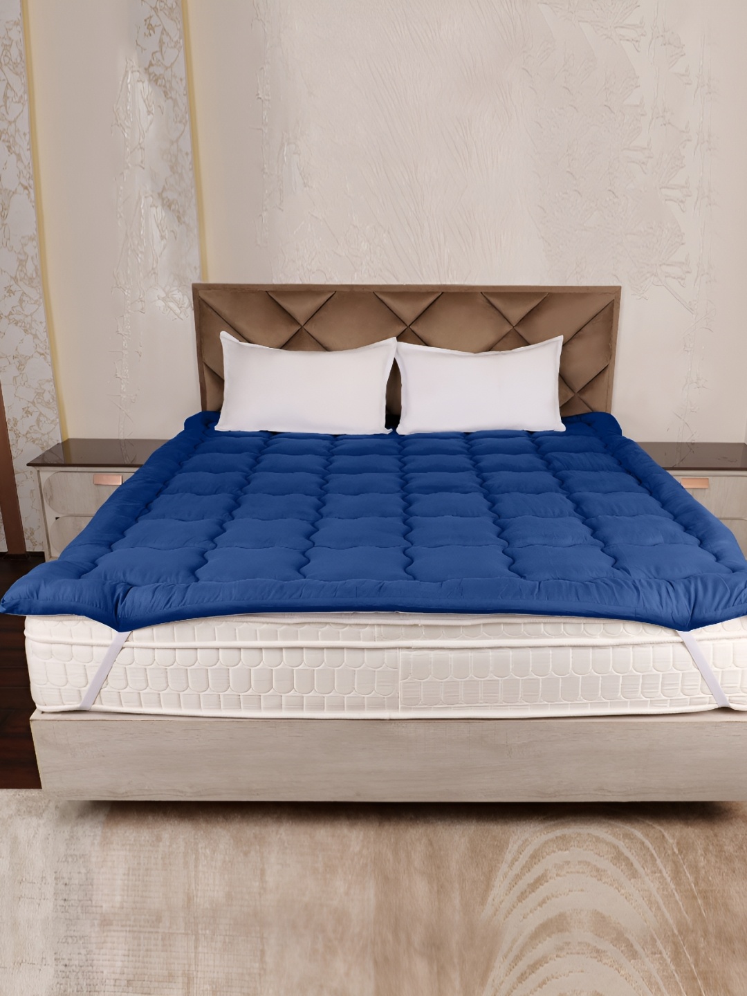 

AJISH Navy Blue Quilted Breathable Double Mattress Protector