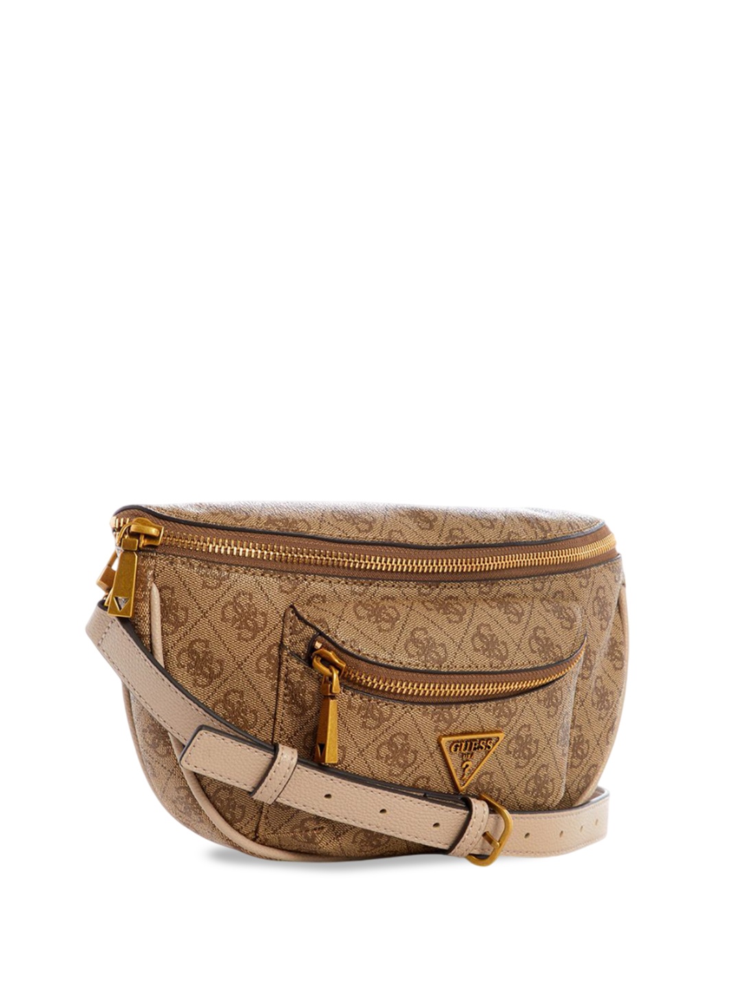 

GUESS Logo Printed Manhattan Belt Waist Pouch, Brown