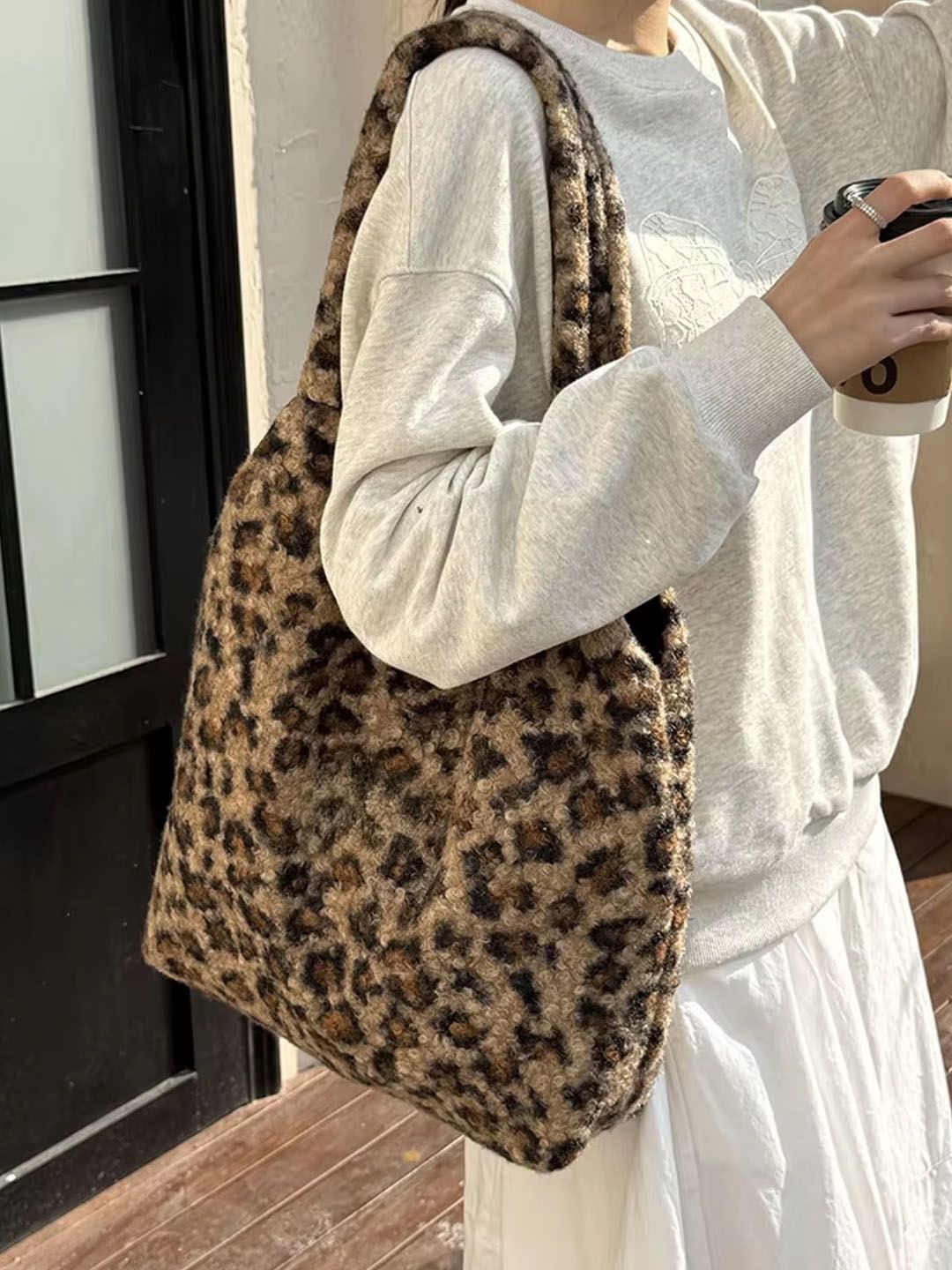 

StyleCast Animal Structured Hobo Bag with Quilted, Brown