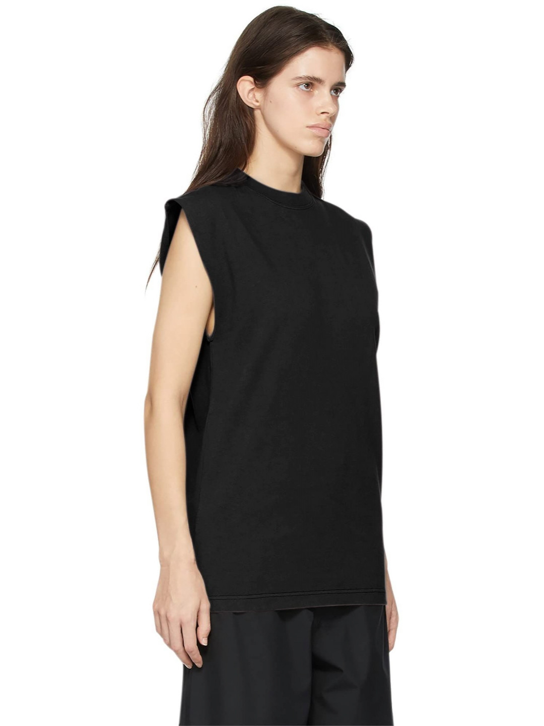 

NOTWILD Women Solid Extended Sleeves Cotton Longline T-shirt, Black