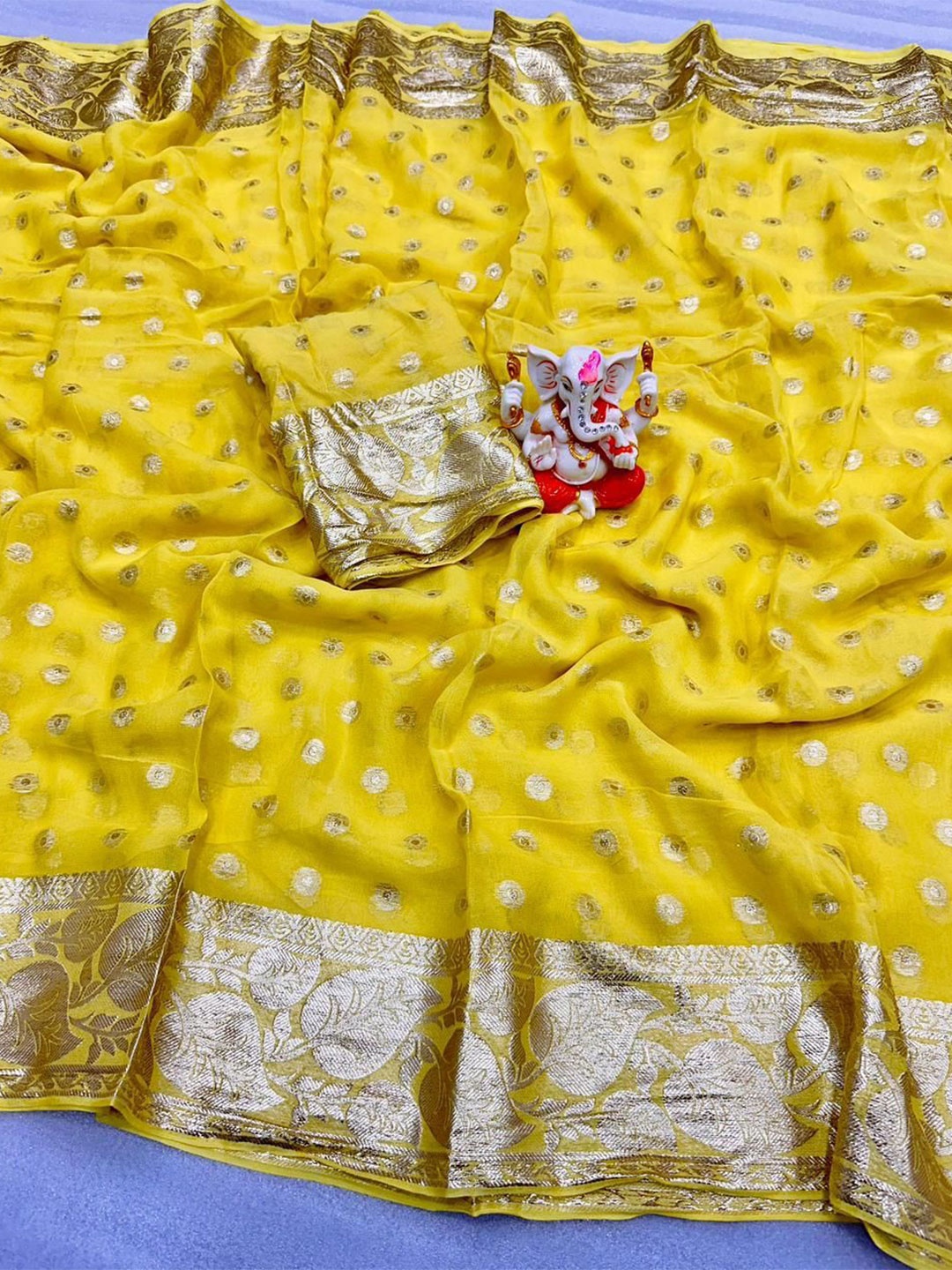 

PAYAL CREATION Woven Design Zari Pure Georgette Saree, Yellow
