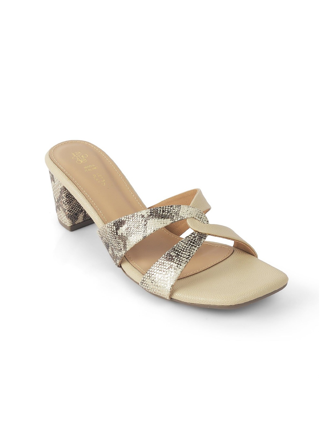 

Tresmode Women Textured Block Sandals, Beige