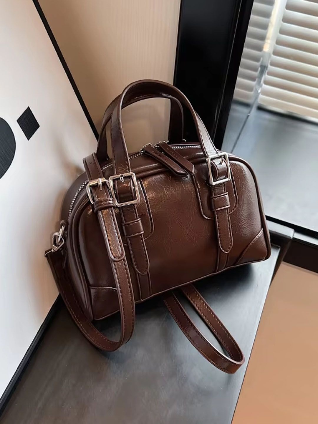 

StyleCast Bucket Handheld Bag with Applique, Brown