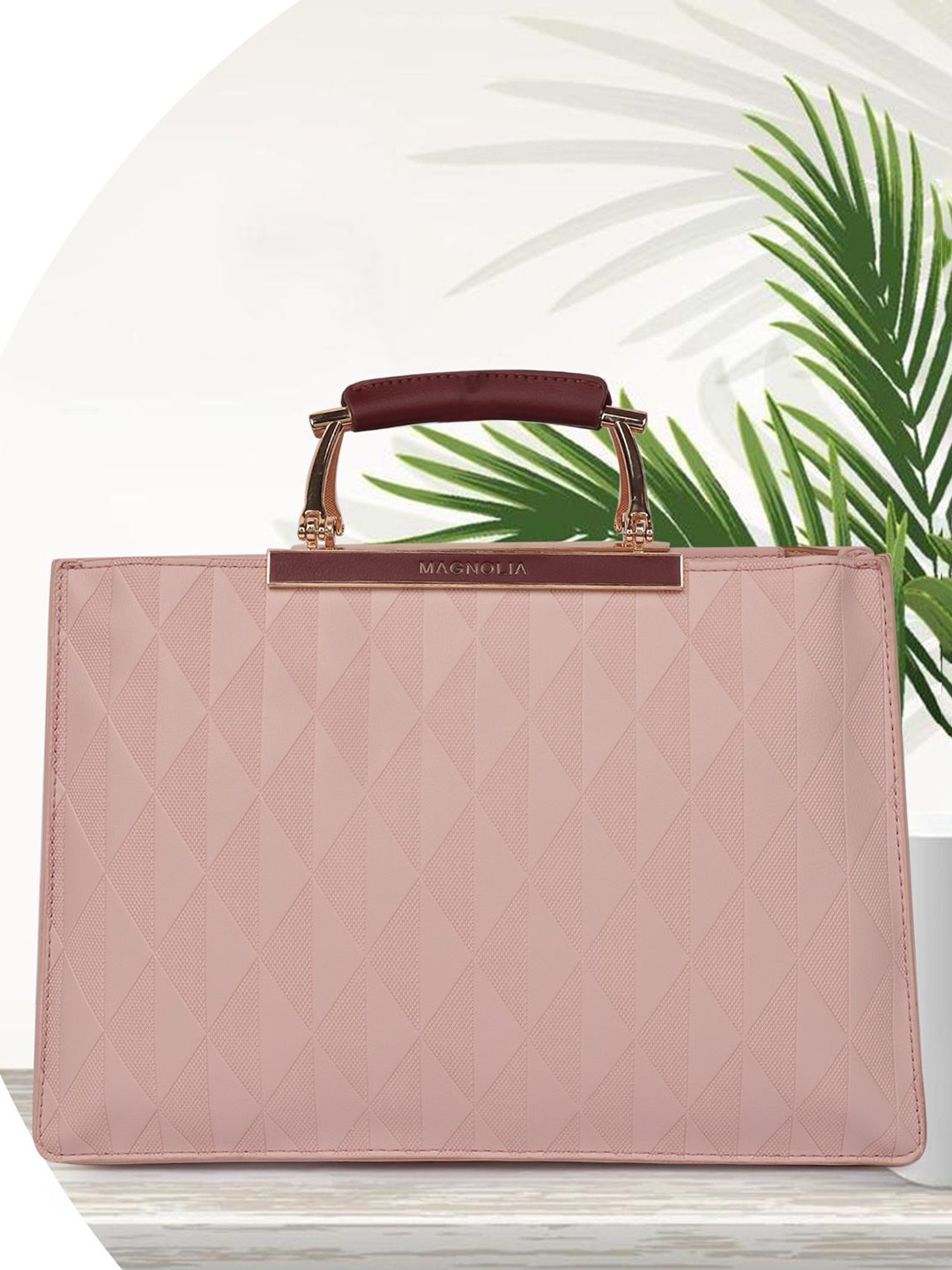 

MAGNOLIA Textured PU Structured Handheld Bag, Pink