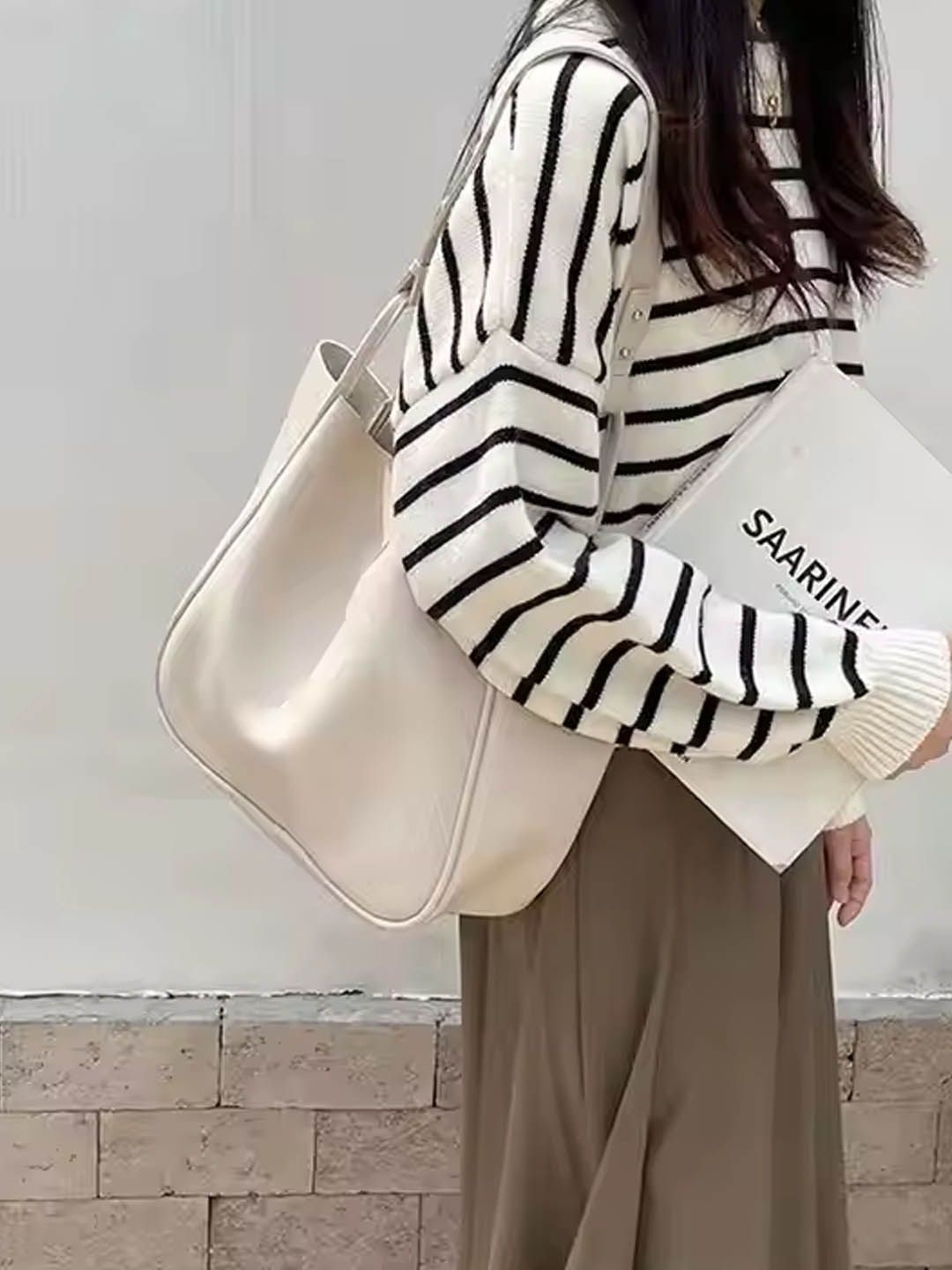 

StyleCast Textured Bucket Hobo Bag with Cut Work, White