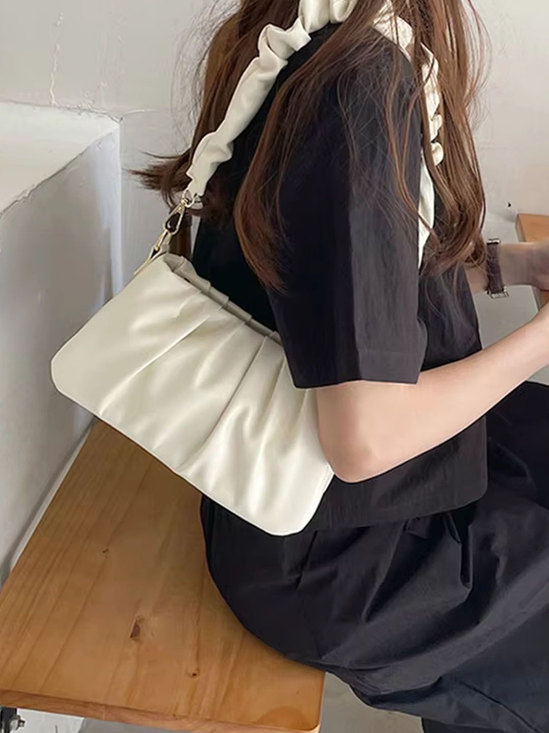 

StyleCast Structured Handheld Bag with Cut Work, White