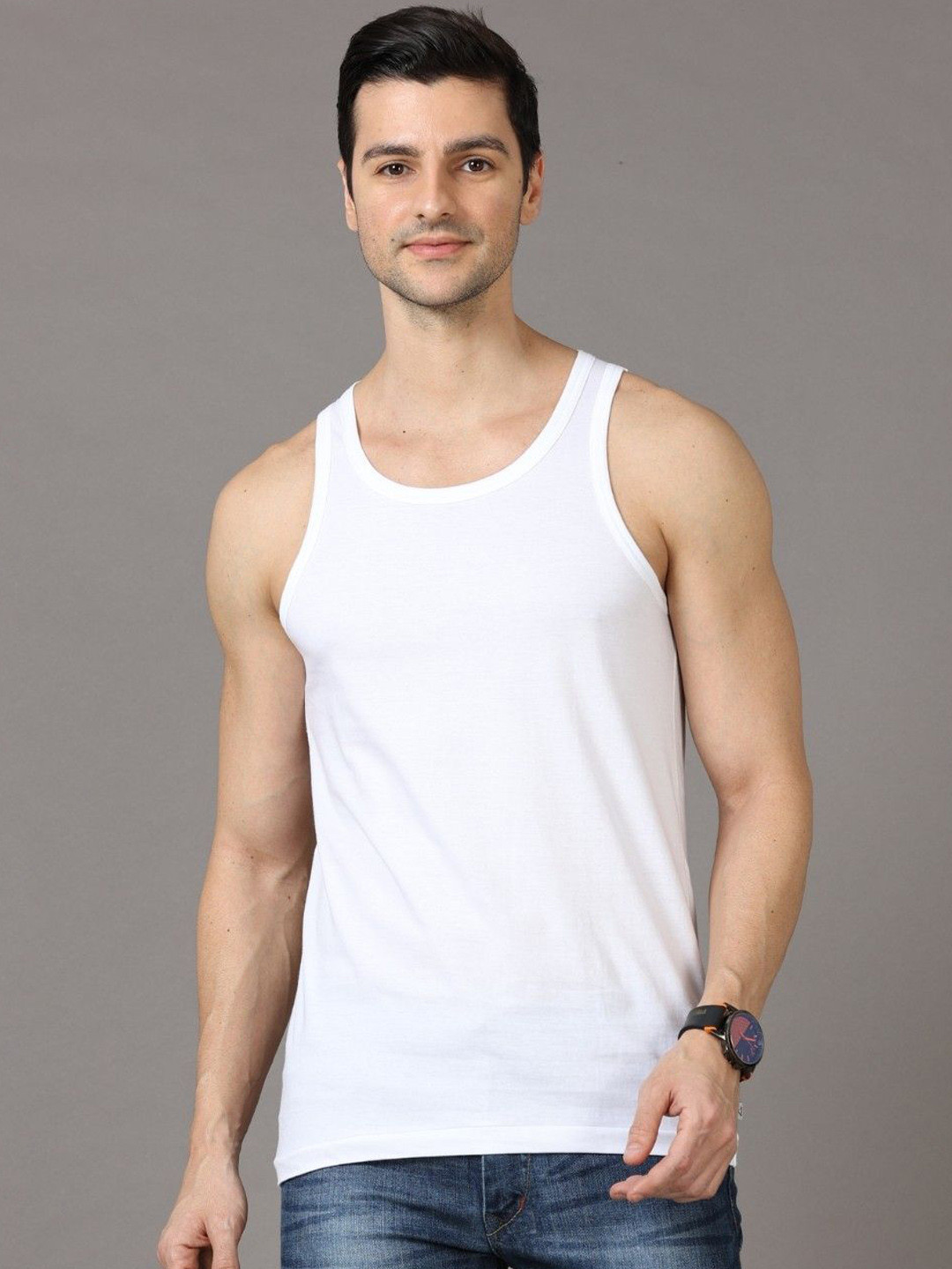

NEVER NEUD Men Pure Cotton Breathable Innerwear Vests NN00-M0001-S, White