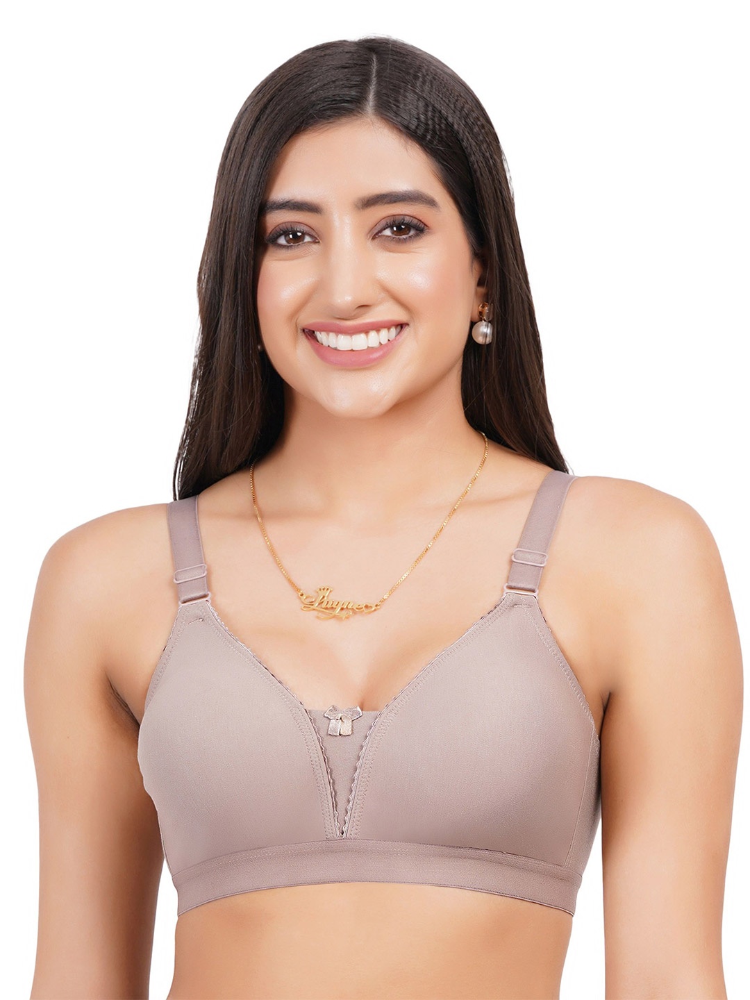 

Liigne Full Coverage Pure Cotton Non Padded Non-Wired Plunge Neckline Bra, Brown
