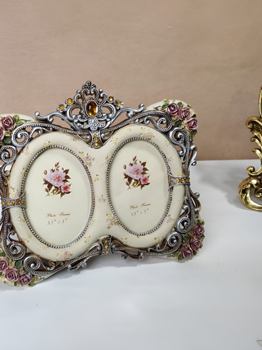 

THE HOME CO. Off White & Pink Table Photo Frames
