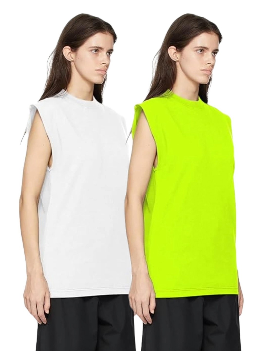 

NOTWILD Women Pack Of 2 Solid Round Neck Cotton Oversized T-shirts, White
