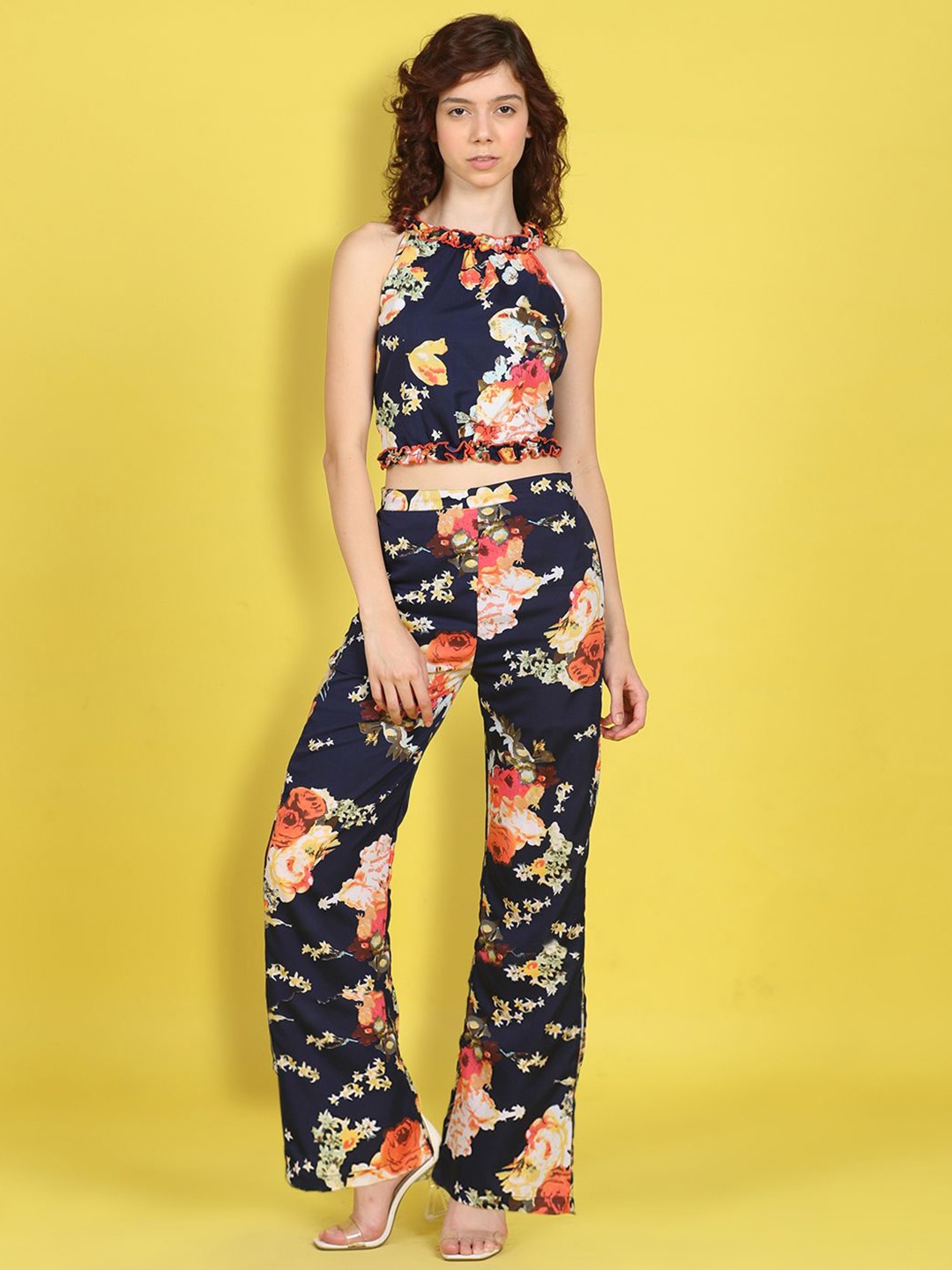

Cutiekins Girls Printed Top With Palazzos Clothing Set, Navy blue