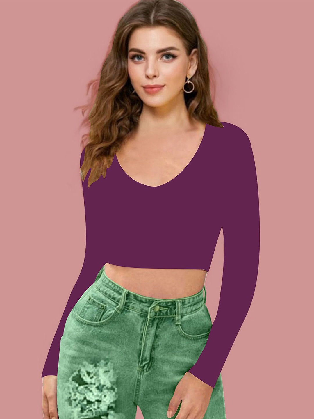 

Dream Beauty Fashion Solid Fitted Crop Top, Purple