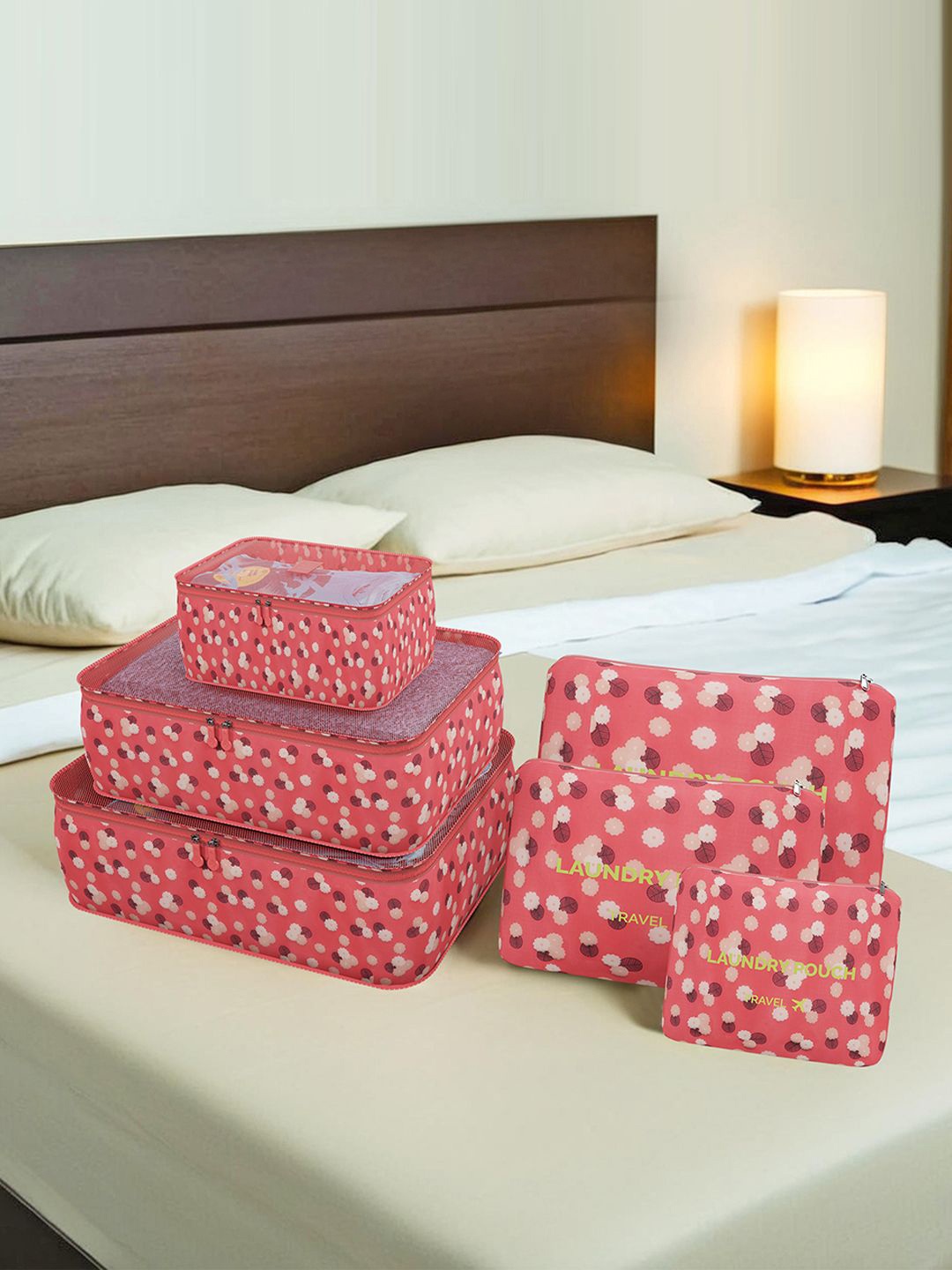 

Kuber Industries Unisex Pcs 30 Floral Printed Foldable Organisers, Red