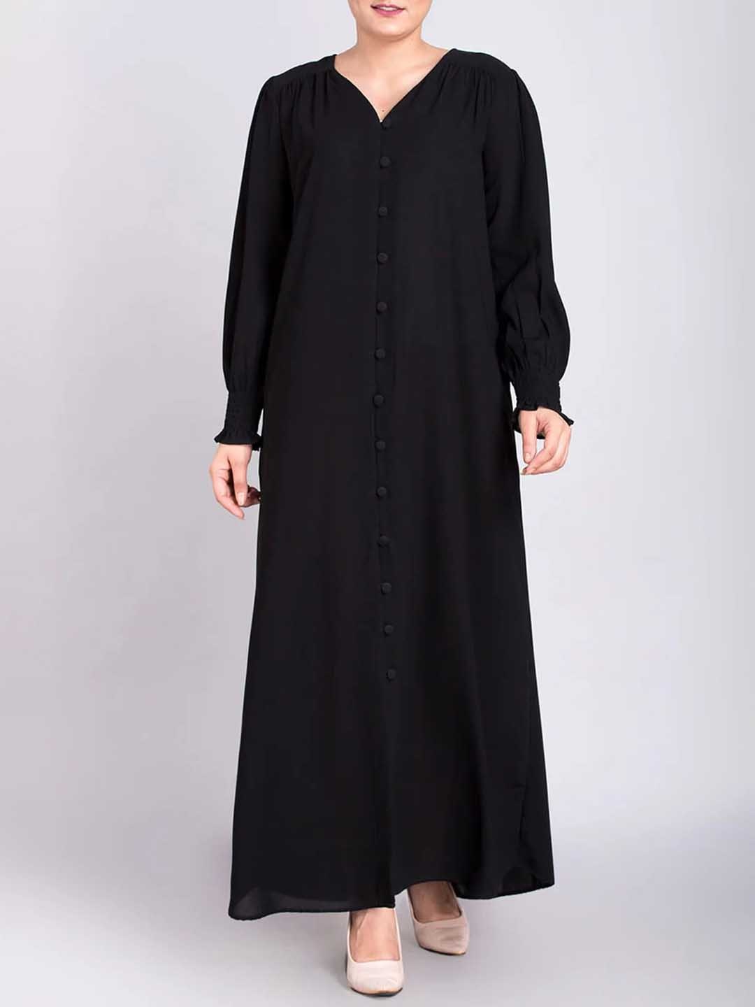

Only Modest Elastic Cuff Simple Abaya, Black