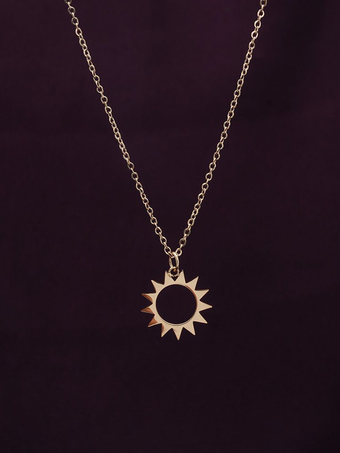 

PALMONAS 18K Gold-Plated Sun Shaped Stainless Steel Pendant With Chain