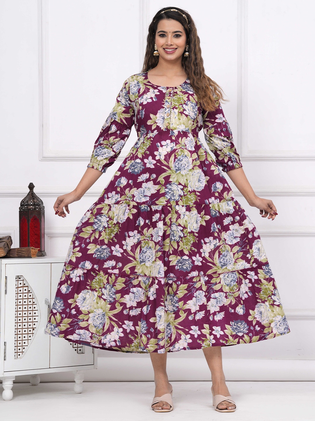 

UrbanRang Floral Print Maternity Maxi Dress, Purple