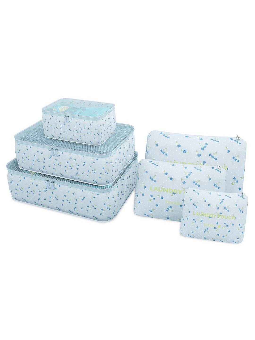 

Kuber Industries Unisex 6 Pcs Floral Printed Foldable Organisers, Blue