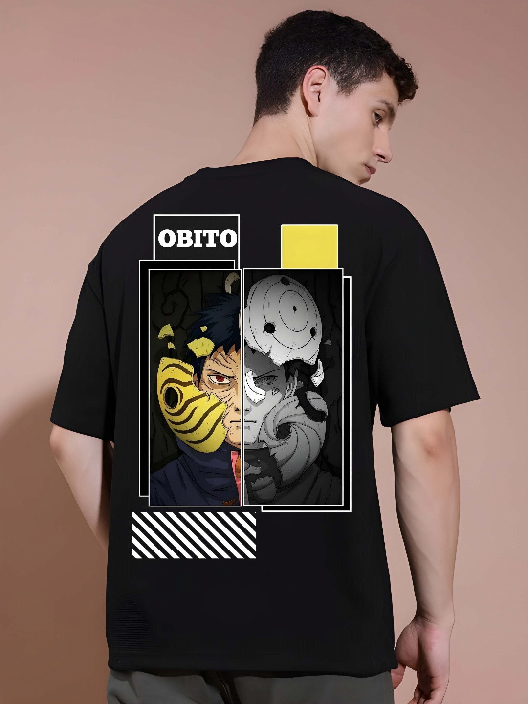 

Moda Rapido Men Graphic Printed Round Neck Pure Cotton Oversized T-shirt, Black
