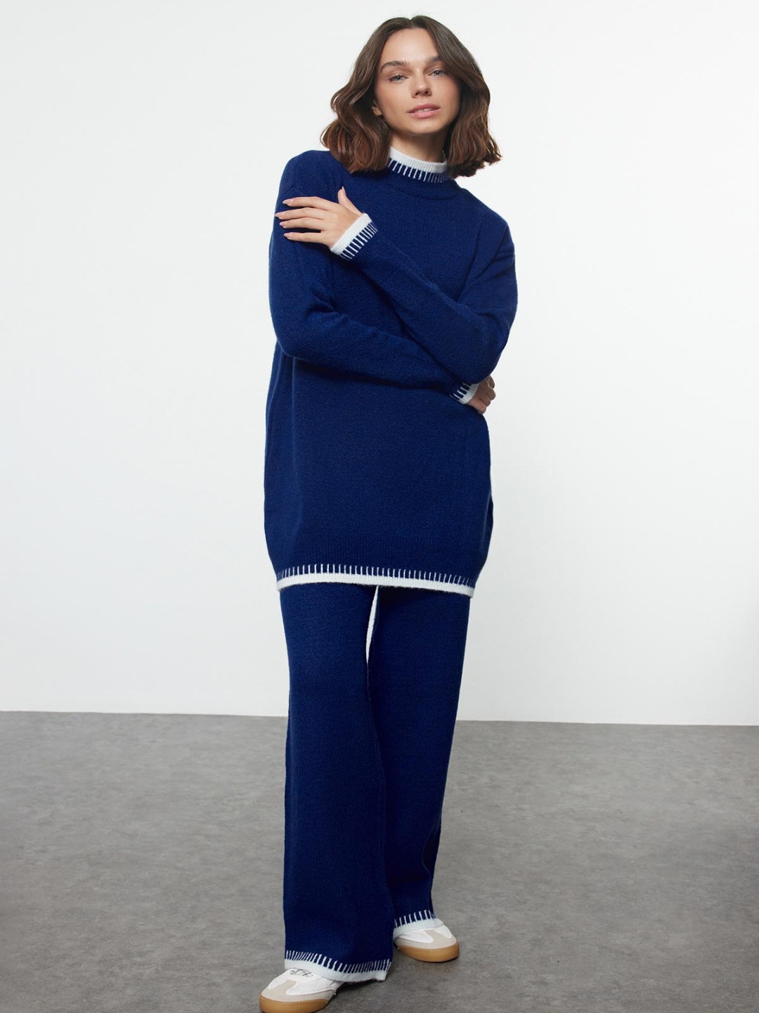 

Trendyol High Neck Long Sleeve Sweater And Trouser, Blue