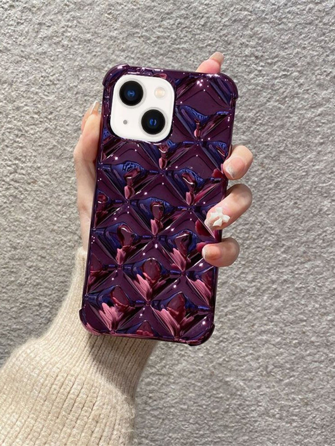 

Luxury Kase Solid Printed iPhone 15 Back Case Mobile Accessories, Purple