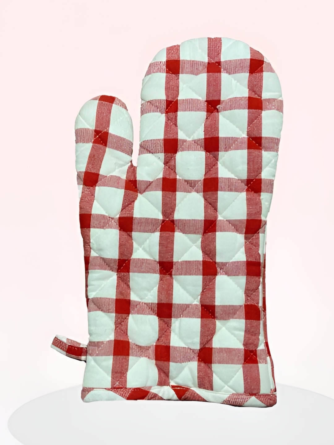 

SAJAVAT White & Red Checked Pure Cotton Oven Glove