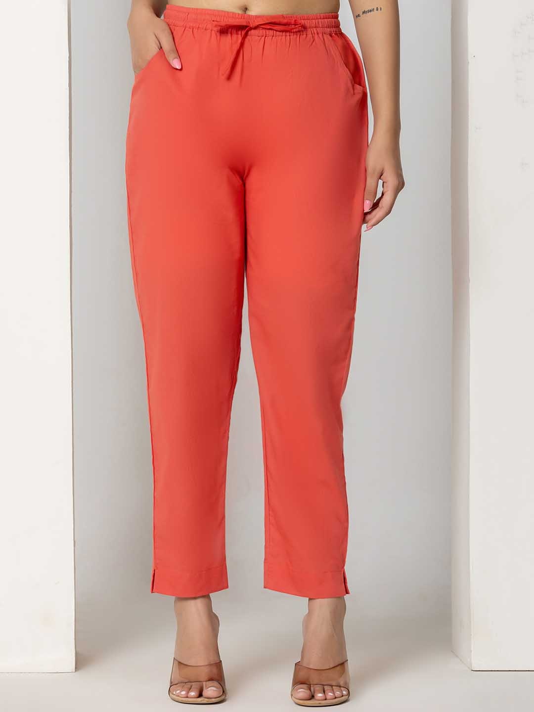 

Eco Clothing Pure Cotton Mid-Rise Trousers, Red