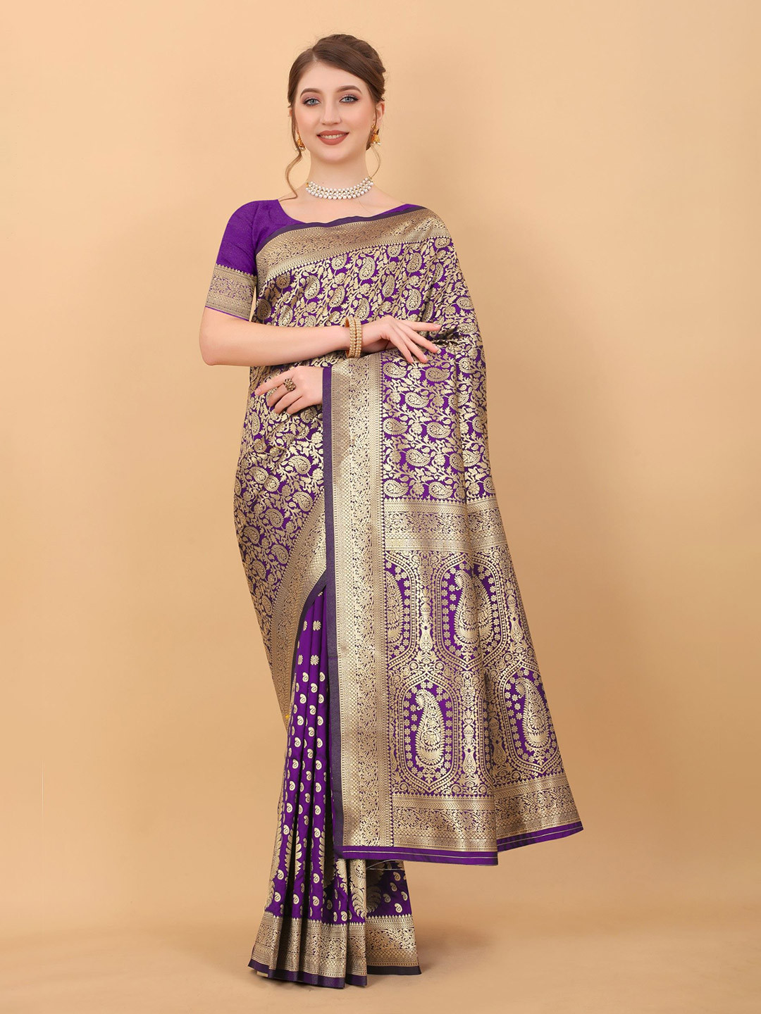 

LeeliPeeri Designer Ethnic Motifs Zari Banarasi Saree, Purple