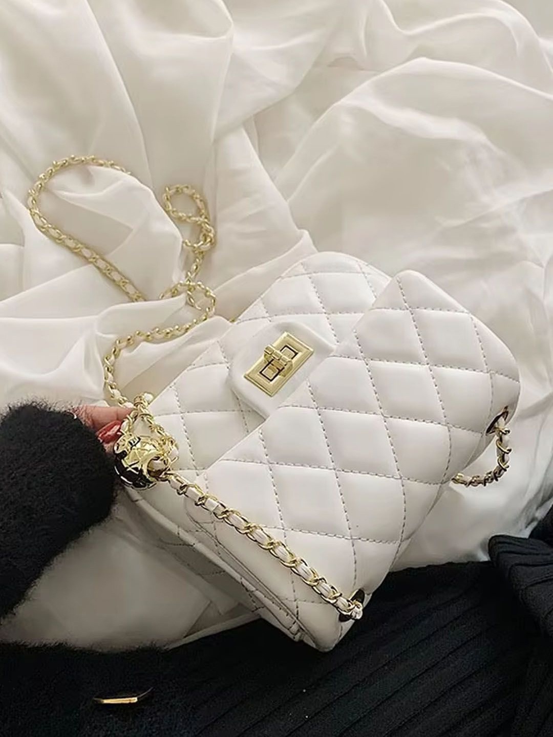 

StyleCast Structured Satchel with Quilted, White