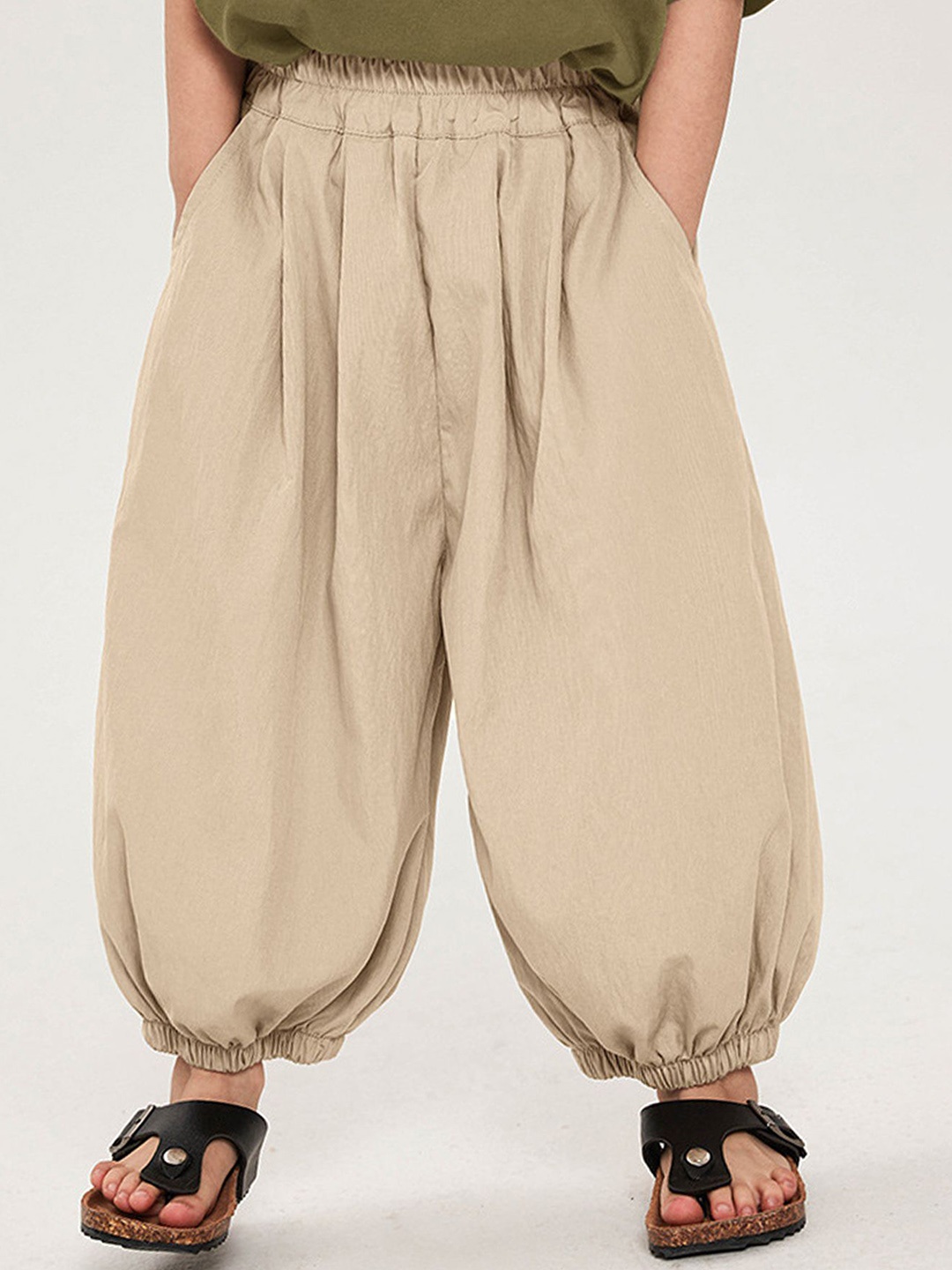 

LULU & SKY Boys Loose Fit High-Rise Trousers, Off white
