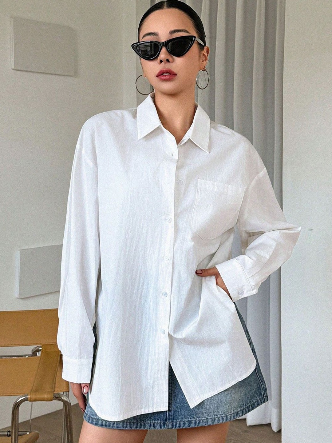 

WHY SO FAB Women Classic Opaque Casual Shirt, White