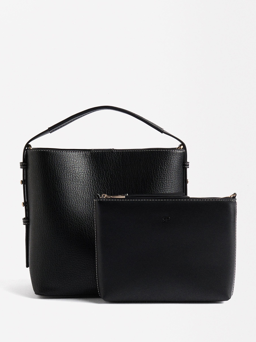 

PARFOIS Textured Structured Handheld Bag, Black