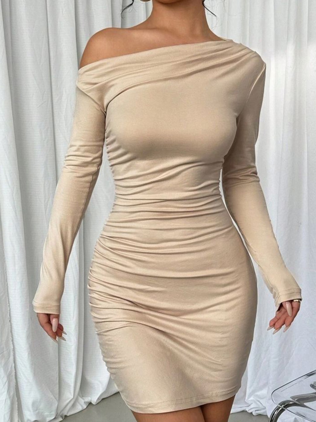 

LULU & SKY Women Bodycon Mini Dress, Beige