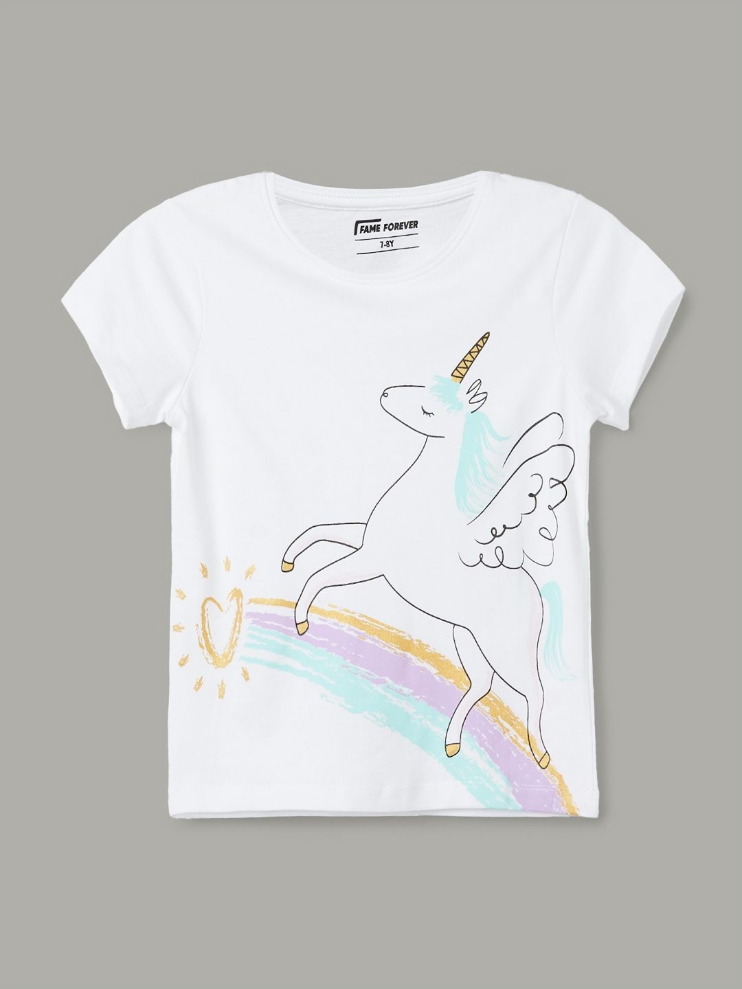 

Fame Forever by Lifestyle Girls Graphic Printed Round Neck Cotton T-shirt, White