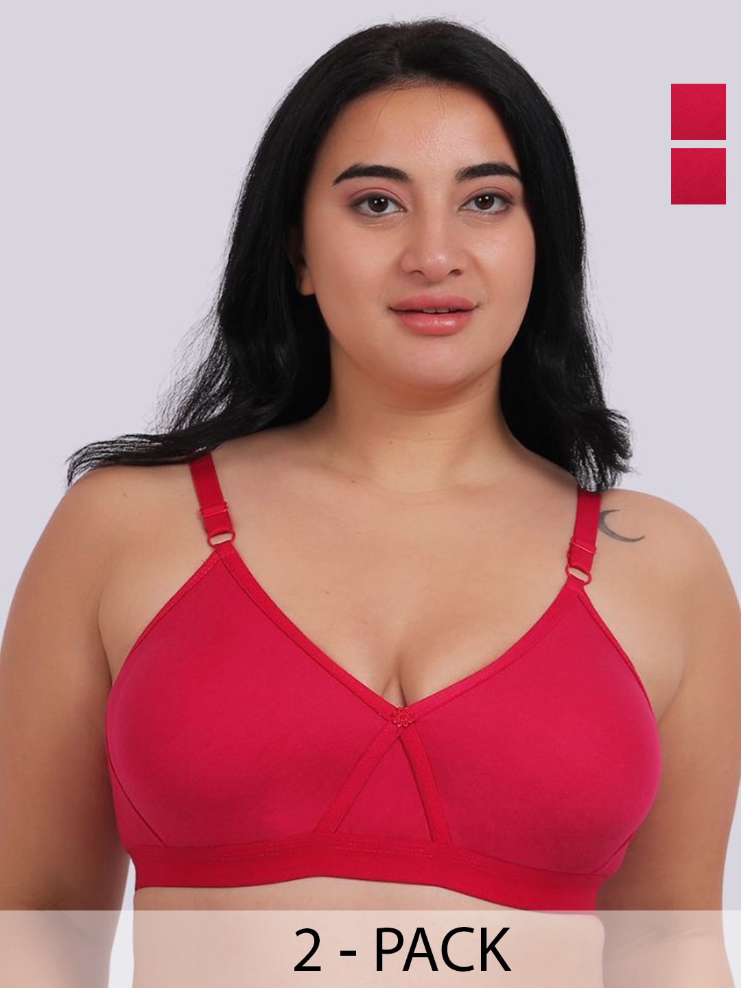 

Fabme Pack Of 2 Full Coverage Cotton Everyday Bra, Pink