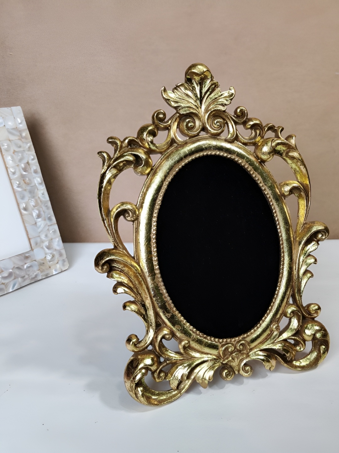 

THE HOME CO. Gold-Toned & Black Table Photo Frames