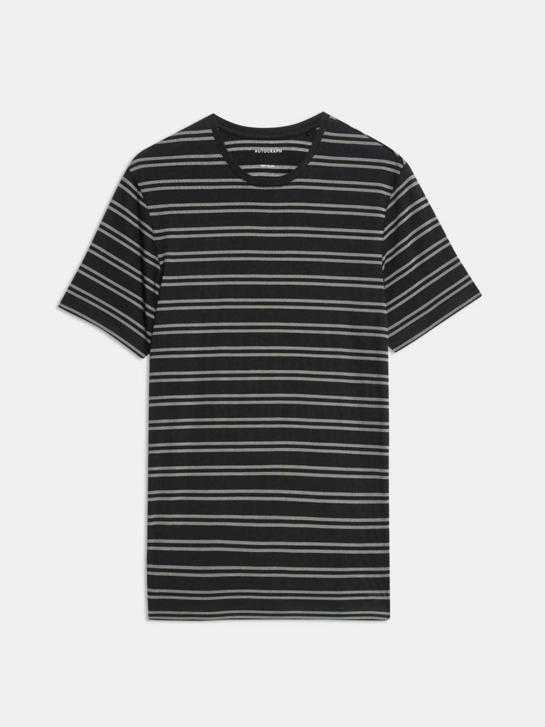 

Marks & Spencer Supima Cotton Striped Round Neck Lounge Tshirts, Black